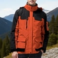 thumbnail image 1 of Fengqque Men's Hooded Windproof Water Resistant Rain Jacket Windbreaker Pockets for Hiking Fishing Travel Orange XS(XS), 1 of 3