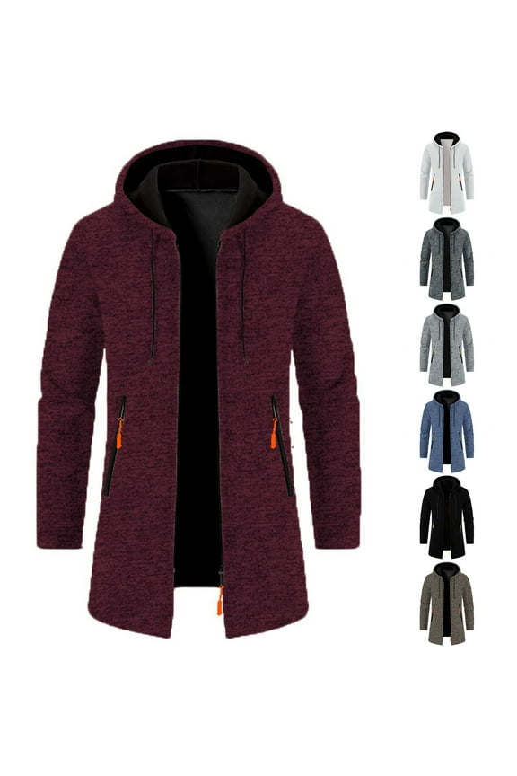 Men's Long Hooded Mid Length Loose Oversized Thin Velvet Sweater Jacket Knitted Cardigan Top Jacket White 10(XL)