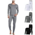 thumbnail image 1 of Fengqque Men's Long Johns thermal Underwear Set Round Neck Base Layer Lightweight Long Sleeve Top and Bottom White 8(XL), 1 of 7