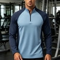 thumbnail image 1 of Fengqque Men's Long Sleeve Athletic Shirts 1/4 Pullover Zip Sun Protection Rash Guard UPF 50+ Outdoor Running T-Shirts Sky Blue XL, 1 of 5