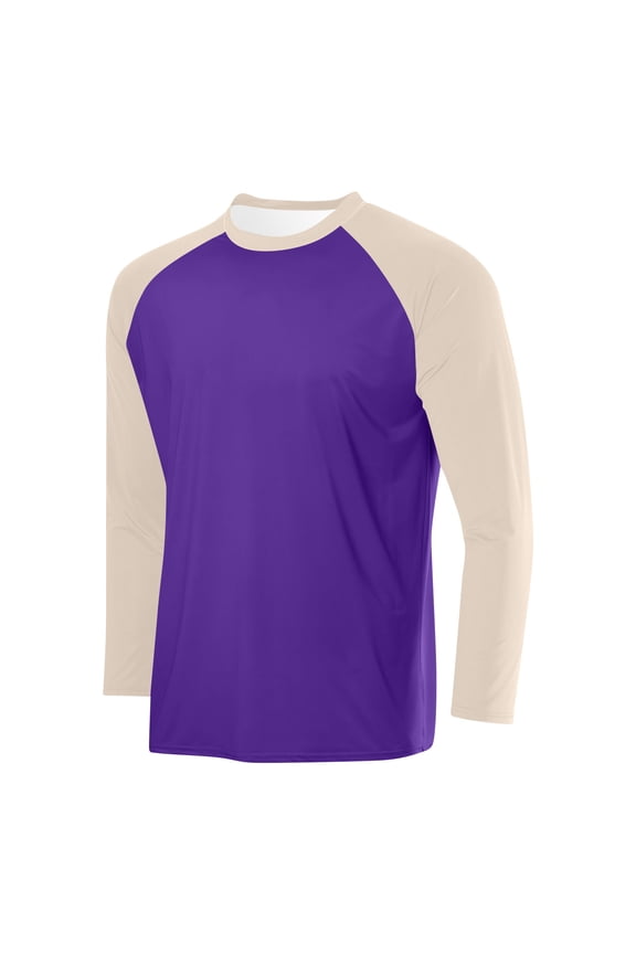 Men's Long Sleeve Crew Neck Color Blocking Baseball Shirts Raglan Casual Vintage Jersey Sport Tee Tops Purple XXXL(XXXL)
