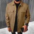 thumbnail image 1 of Fengqque Men's Long Sleeve Lapel Jackets Cardigan Overcoat Lightweight Casual Coat with Flap Pockets Khaki L(L), 1 of 7