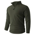 thumbnail image 1 of Fengqque Men's Long Sleeved Stand Collar Quarter Zipper Slim Fit Pullover Sweater Casual Sweatshirt Army Green XXL(XXL), 1 of 6
