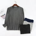 thumbnail image 1 of Fengqque Men's Loose and Comfortable Fashionable Solid Color Casual Round Neck Long Sleeved Pajamas Navy XL(XL), 1 of 3