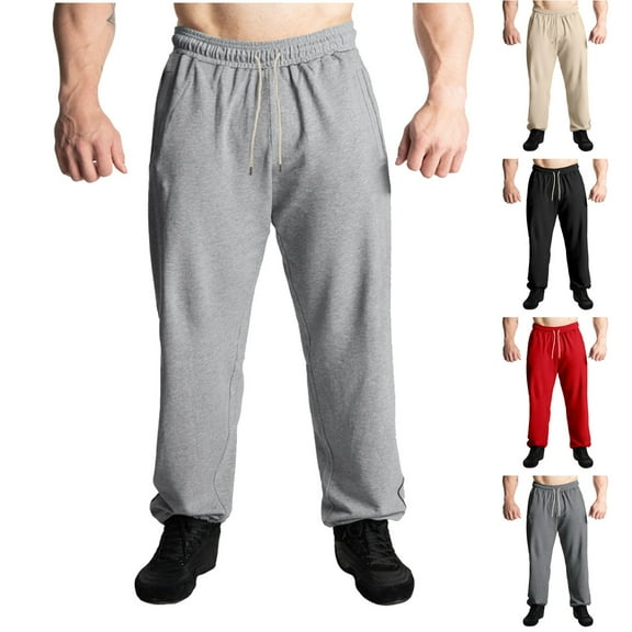 Fengqque Men's Lounge Pants Wide Leg Drawstring Elastic Waist Casual Trousers Lightweight Travel Pants with Pockets Red 10(XL)