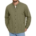 thumbnail image 1 of Fengqque Men's Mandarin Collar Button Down Shirt Jacket Long Sleeve Casual Overshirt with Pockets Army Green M, 1 of 7