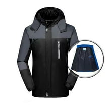 Fengqque Men's Outdoor Waterproof Jacket Lightweight Windproof Rainproof Outdoor Jacket Sports Windbreaker Color Blocked Pocket Detachable Zipper Outdoor Jacket