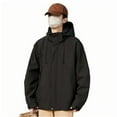 thumbnail image 1 of Fengqque Men's Outdoor Waterproof Jacket Lightweight Windproof Rainproof Outdoor Jacket Sports Windbreaker Color Match Water Resistance Drawstring Pockets Hooded Outdoor Jacket Coat, 1 of 4