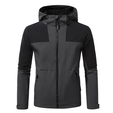 Fengqque Men's Outdoor Waterproof Jacket Lightweight Windproof Rainproof Outdoor Jacket Sports Windbreaker New Fall Zipper Cardigan Color Blocked Casual Hooded Jacket