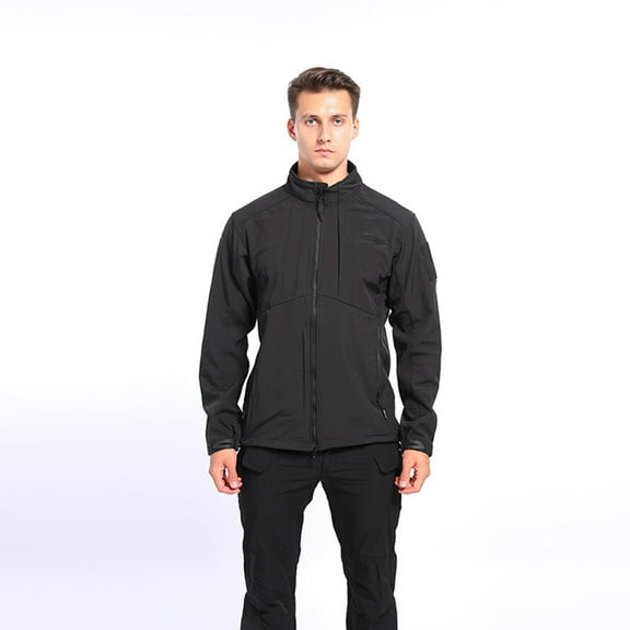 Fengqque Men's Outdoor Waterproof Jacket Lightweight Windproof Rainproof Outdoor Jacket Sports Windbreaker Outdoor Soft Warm Fleece Sports Stand-up Collar Jacket