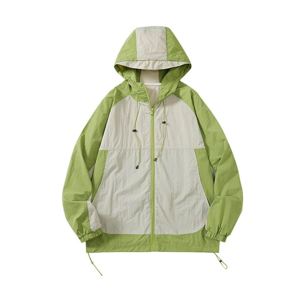 Fengqque Men's Outdoor Waterproof Jacket Lightweight Windproof Rainproof Outdoor Jacket Sports Windbreaker Thin Quick-dry Ventilate Color Contrast Splice Loose Fallow Clothing Coat