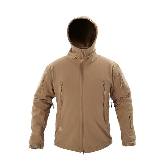 Fengqque Men's Outdoor Waterproof Jacket Lightweight Windproof Rainproof Outdoor Jacket Sports Windbreaker Warm Fleece Soft Outdoor Solid Color Jacket