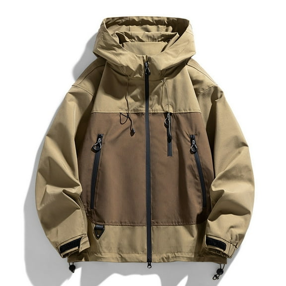 Fengqque Men's Outdoor Waterproof Jacket Lightweight Windproof Rainproof Outdoor Jacket Sports Windbreaker Casual Outdoor Work Bag Long Sleeve Hooded Casual Coat/jacket Jacket
