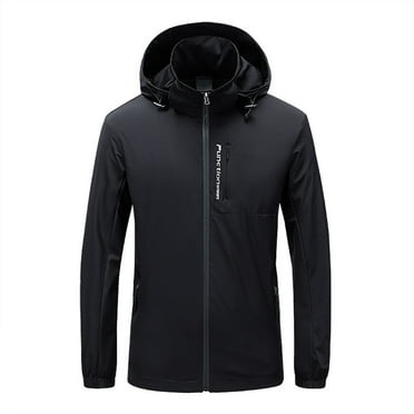 Fengqque Men's Outdoor Waterproof Jacket Lightweight Windproof Rainproof Outdoor Jacket Sports Windbreaker Velvet ski Outdoor Sports Pocket Hooded Mountaineering Jacket