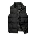 thumbnail image 1 of Fengqque Men's Outdoor Zippered Pocket Casual Stand Collar Outwear Cotton Sleeveless Vest Coats Black 10(XL), 1 of 6