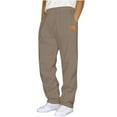 thumbnail image 1 of Fengqque Men's Pants Baggy Wide Leg Sweatpants Straight Casual Drawstring Elastic Waist Loose Pant with Pocket,Loose Pants for Men Gym Beige-B M(M), 1 of 4