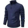 thumbnail image 1 of Fengqque Men's Quarter Zip Pullover Sweater Knit Casual Stand Collar Elastic Texture Knitted Self-cultivation Sweaters Blue XXL(XXL), 1 of 4