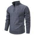 thumbnail image 1 of Fengqque Men's Quarter Zip Pullover Sweater Knit Casual Stand Collar Elastic Texture Knitted Self-cultivation Sweaters Gray M(M), 1 of 4