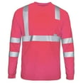 thumbnail image 1 of Fengqque Men's Safety Shirt Long Sleeve Round Neck Comfortable High Visibility Reflective Breathable T Shirt Hot Pink M(M), 1 of 4