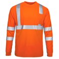 thumbnail image 1 of Fengqque Men's Safety Shirt Long Sleeve Round Neck Comfortable High Visibility Reflective Breathable T Shirt Orange S(S), 1 of 7