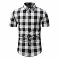 thumbnail image 1 of Fengqque Men's Short Sleeve Shirts Summer Plaid Shirt Short Sleeve Shirt Lapel Top, 1 of 7