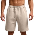 thumbnail image 1 of Fengqque Men's Shorts Elastic Waist Drawstring Plus Size Summer Beach Shorts with Pockets Hiking Shorts Beige L(L), 1 of 6