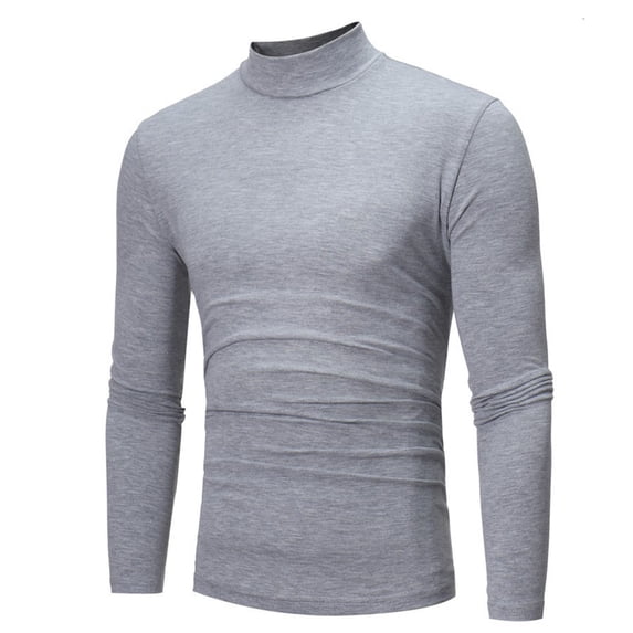 Fengqque Men's Slim Fit Mock Turtleneck T Shirt Casual Basic Long Sleeve Fitness Exercise Pullover Sweater Gray XL(XL)