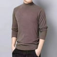 thumbnail image 1 of Fengqque Men's Slim Mock Turtleneck Pullover Long Sleeved Sweater Casual Basic Knitted thermal Sweaters Coffee 8(L), 1 of 9