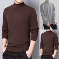 thumbnail image 1 of Fengqque Men's Slim Mock Turtleneck Pullover Long Sleeved Sweater Casual Basic Knitted thermal Sweaters White 10(XL), 1 of 3