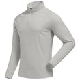 thumbnail image 1 of Fengqque Men's Solid Color 1/4 Zip Long Sleeve Athletic Shirts Stretch Quick Dry Lightweight Fitness Top for Outdoor Sports Gray S, 1 of 9