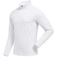 thumbnail image 1 of Fengqque Men's Solid Color 1/4 Zip Long Sleeve Athletic Shirts Stretch Quick Dry Lightweight Fitness Top for Outdoor Sports White XL, 1 of 9