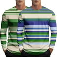 thumbnail image 1 of Fengqque Men's Striped T Shirts Raglan Long Sleeve Crew Neck Color Block Tee Casual Basic Blouse Tops Green XL(XL), 1 of 5