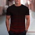 thumbnail image 1 of Fengqque Men's T Shirts Cotton-like Plus Size Top Short Sleeve Crewneck Summer Gradient Striped Tee Shirt Red XL(XL), 1 of 5