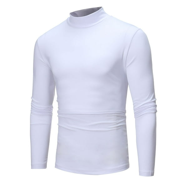 Fengqque Men's Turtleneck Tops Pullover thermal Long Sleeve Casual Slim Fit Basic Base Layer White 14(XXXL)