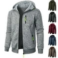 thumbnail image 1 of Fengqque Men's Zip Up Hoodies Casual Long Sleeve Full Zipper Knitted Cardigan Sweater Jacket with Pockets Wine 8(XL), 1 of 4