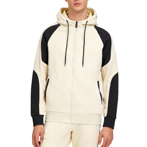 Fengqque Men's Zip Up Hoodies Casual Long Sleeve Full Zipper Sweater warm Jacket with Pockets Beige M(M)