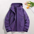 thumbnail image 1 of Fengqque Men's Zipper Long Sleeved Softshell Jacket Waterproof Lightweight Insulated Windbreaker Rain Shell Jacket for Hiking Travel Purple M(M), 1 of 7