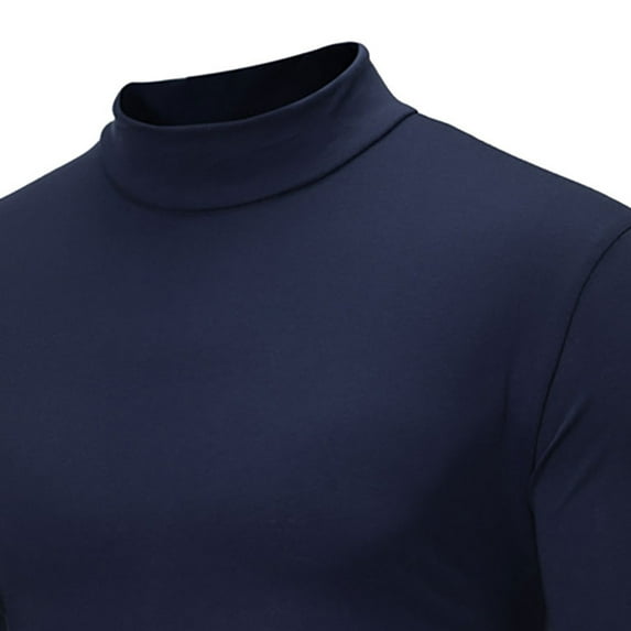 Fengqque Men's and Big Mens Long Sleeve Classic New Autumn And Winter High-neck Solid Color Slim Long-sleeved Bottoming Shirt