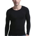 thumbnail image 1 of Fengqque Men's and Big Mens Long Sleeve Classic Slim Thin Thermal Underwear Round Neck Autumn Clothes Breathable Basic Bottoming Shirt, 1 of 3