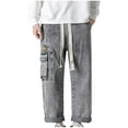 thumbnail image 1 of Fengqque Mens Baggy Jeans Elastic Waisted Denim Pants Drawstring Straight Leg Pants with Pockets Gray XXL, 1 of 3