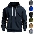 thumbnail image 1 of Fengqque Mens Casual Hooded Drawstring Long Sleeve Shirts Outdoor Streetwear Solid Color Lightweight Pullover Navy XL(XL), 1 of 8