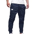 thumbnail image 1 of Fengqque Mens Casual Joggers Pants - Cotton Drawstring Chino Cargo Pants Hiking Outdoor Track Jogging Sweatpants Pants Navy 6(M), 1 of 7