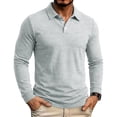 thumbnail image 1 of Fengqque Mens Casual Polo Shirt Summer Short Sleeve Vacation Button Beach Knit Stretchy Golf Shirts Gray L, 1 of 7