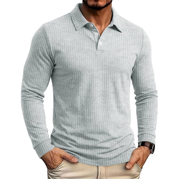 Fengqque Mens Casual Polo Shirt Summer Short Sleeve Vacation Button Beach Knit Stretchy Golf Shirts Gray L