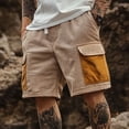 thumbnail image 1 of Fengqque Mens Corduroy Retro Loose Cargo Shorts Casual Drawstring Elastic Waist Shorts with Pockets Khaki M(M), 1 of 7