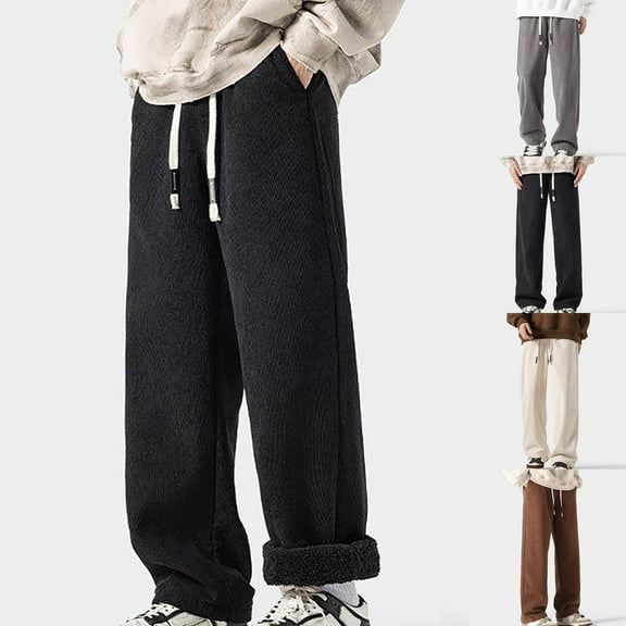 Fengqque Mens Corduroy Sweatpants Running Joggers Wide Leg Casual Loose Fit Athletic Pants with Pockets Gray XS(XS)