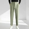 thumbnail image 1 of Fengqque Mens Cropped Pants Slim Fit Pleated Front Dress Pants Business Suit Pant Casual Stretchy Tapered Trousers Green XXXL(XXXL), 1 of 5