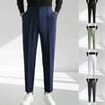thumbnail image 1 of Fengqque Mens Cropped Pants Slim Fit Pleated Front Dress Pants Business Suit Pant Casual Stretchy Tapered Trousers White XL(XL), 1 of 5
