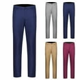 thumbnail image 1 of Fengqque Mens Daily Comfort Dress Pants Slim Fit Button Stretch Chino Straight-leg Pants Wine 8(XL), 1 of 4