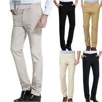 Fengqque Mens Fashion Casual Daily Slim Fit Dress Pants Business Skinny Stretch Pants Golf Pants White 8(XL)